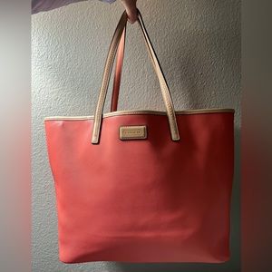 COACH Park Metro Coral Leather Tote Handbag
